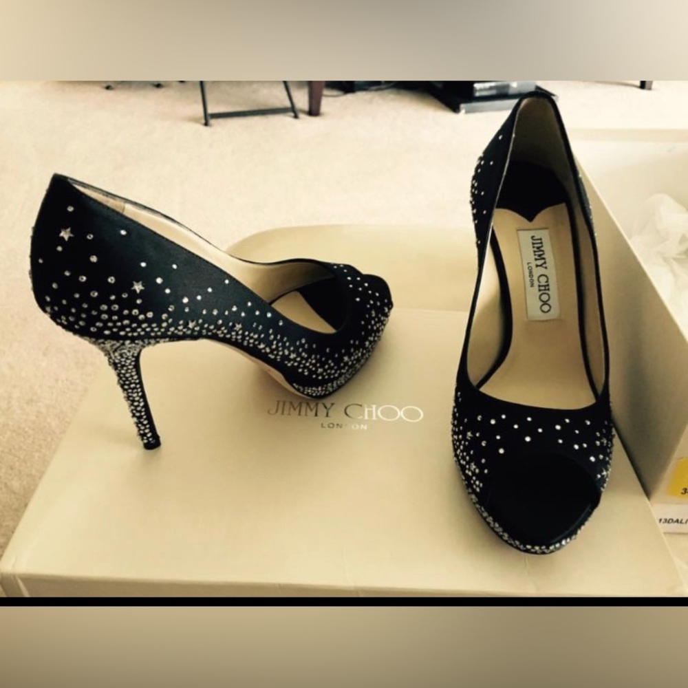 JIMMY Choo London Satin Hotflix black NIB - Picture 3 of 16